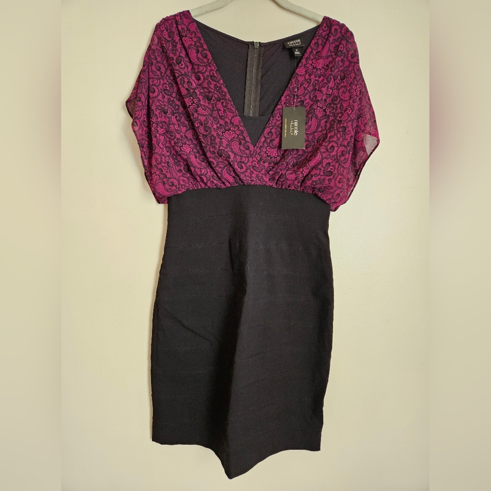 Nicole Nicole Miller NWT Dress SZ 10 Black Bandage Skirt Paisley Scarf Top Y2K - Picture 4 of 7